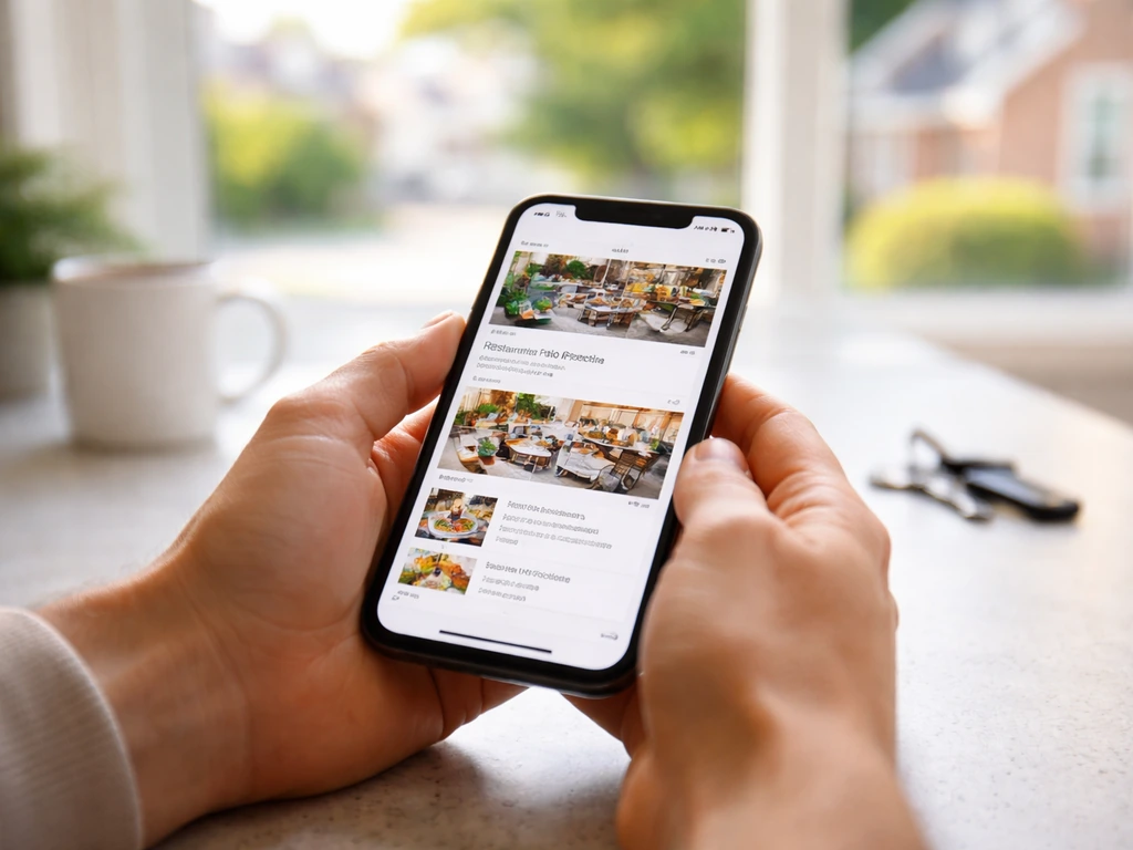 Person checks a restaurant specials page on a smartphone at home, ready to confirm today’s promotions fast.