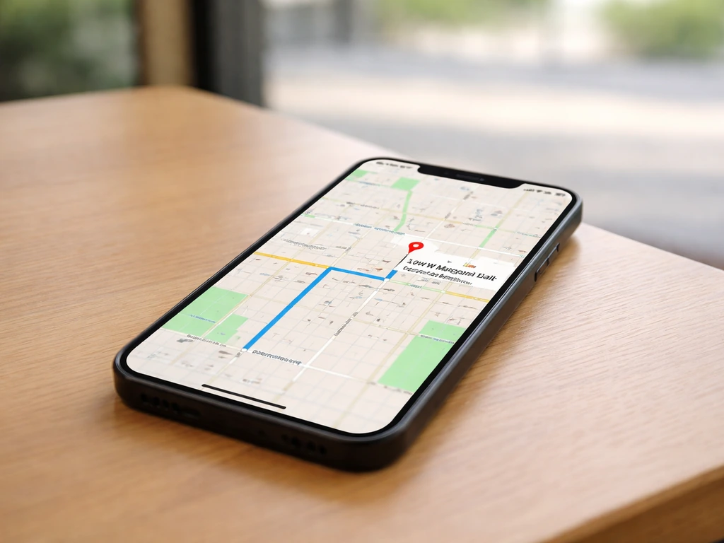 Phone showing a map with a highlighted route and pin for 1051 W Magnolia Ave, Fort Worth.