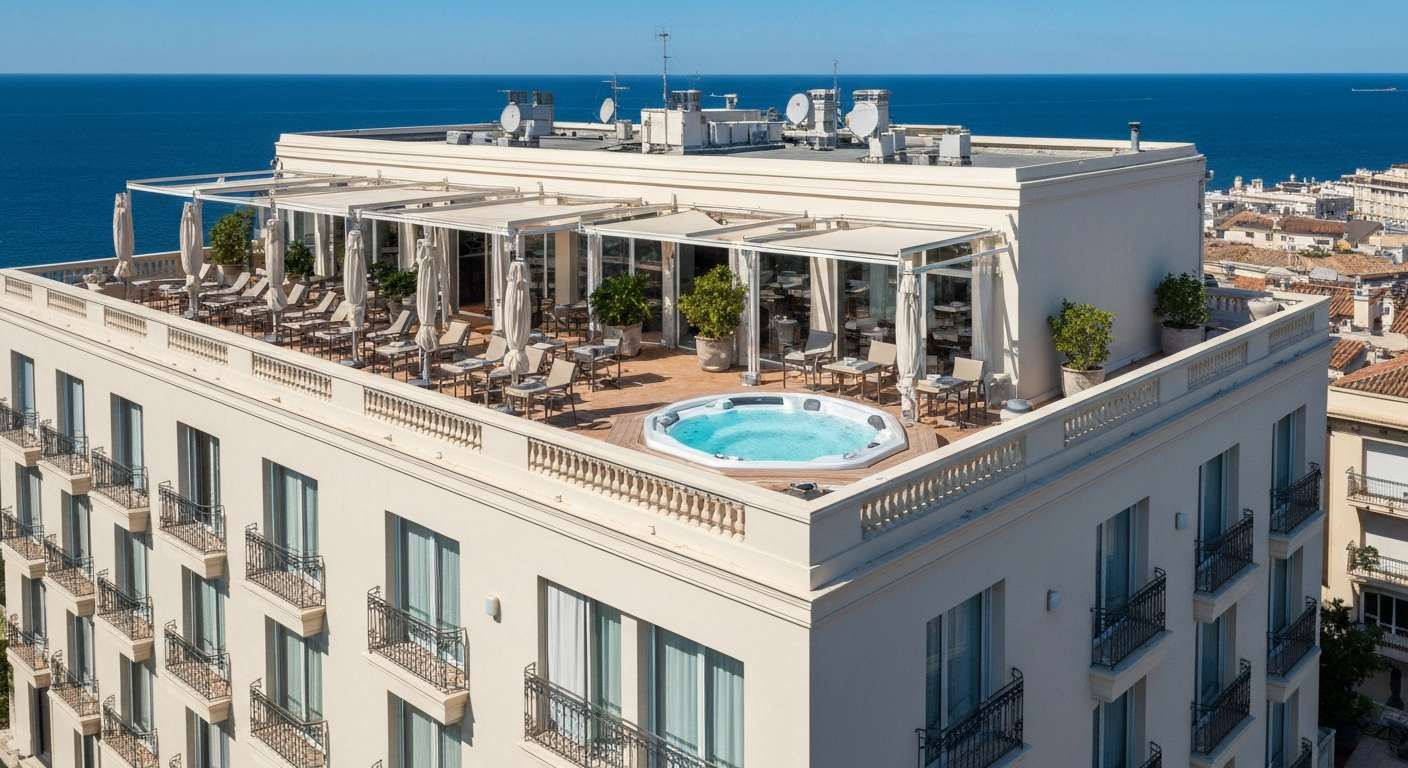 Rooftop terrace and jacuzzi at Best Western Premier Le Patio des Artistes, Cannes